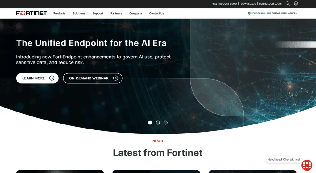 Fortinet Website - Screenshot