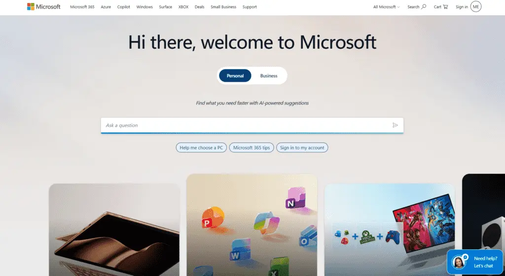 Microsoft Website - Screenshot